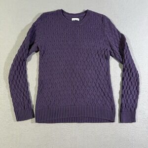 Croft & Barrow Women's Purple Cable Knit Sweater Medium 100% Cotton Pullover‎